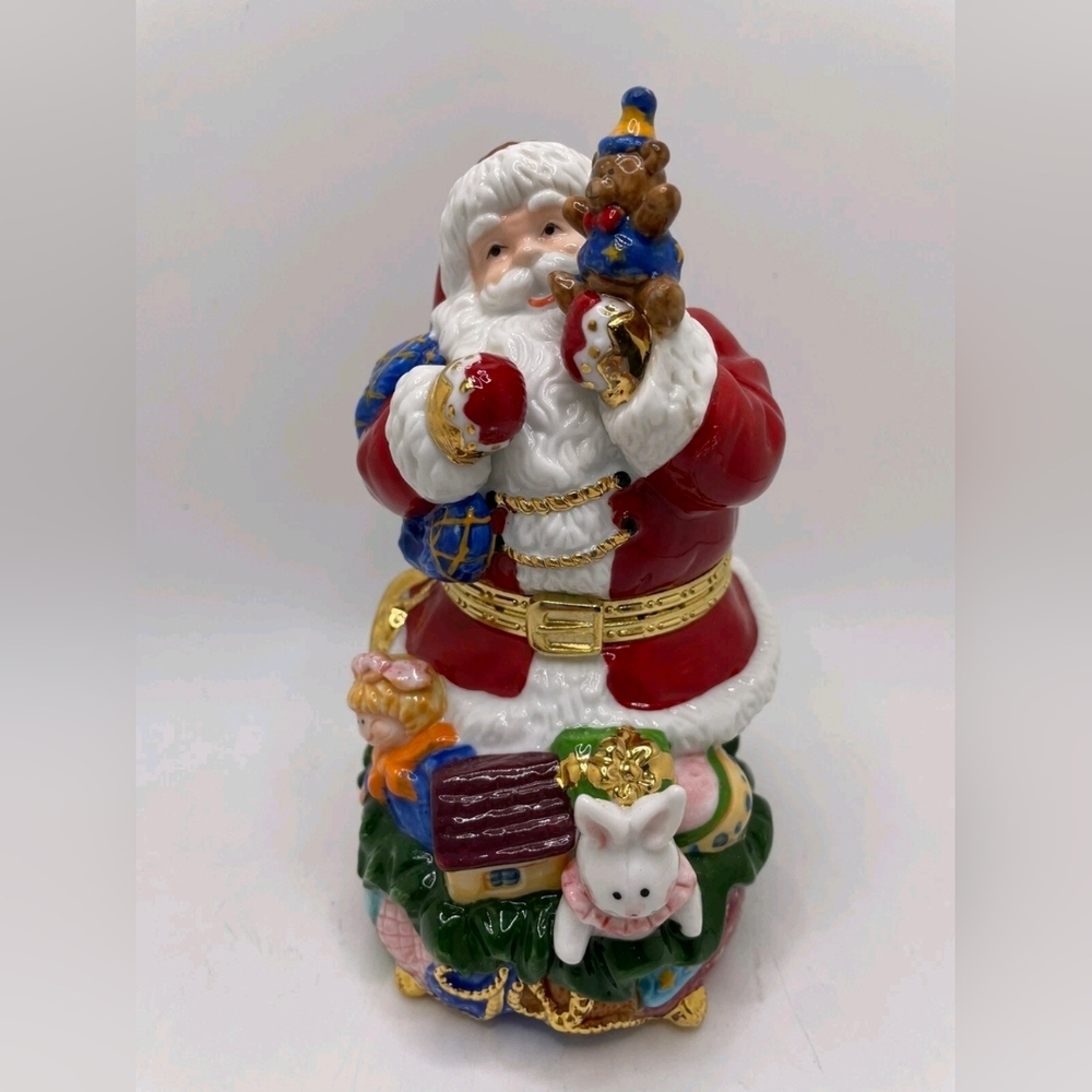 Traditions Porcelain Keepsake Santa Trinket Box